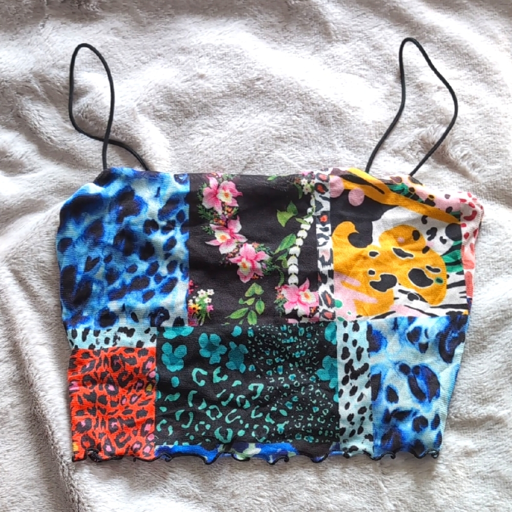 Desigual Colorful Patchwork Crop Top